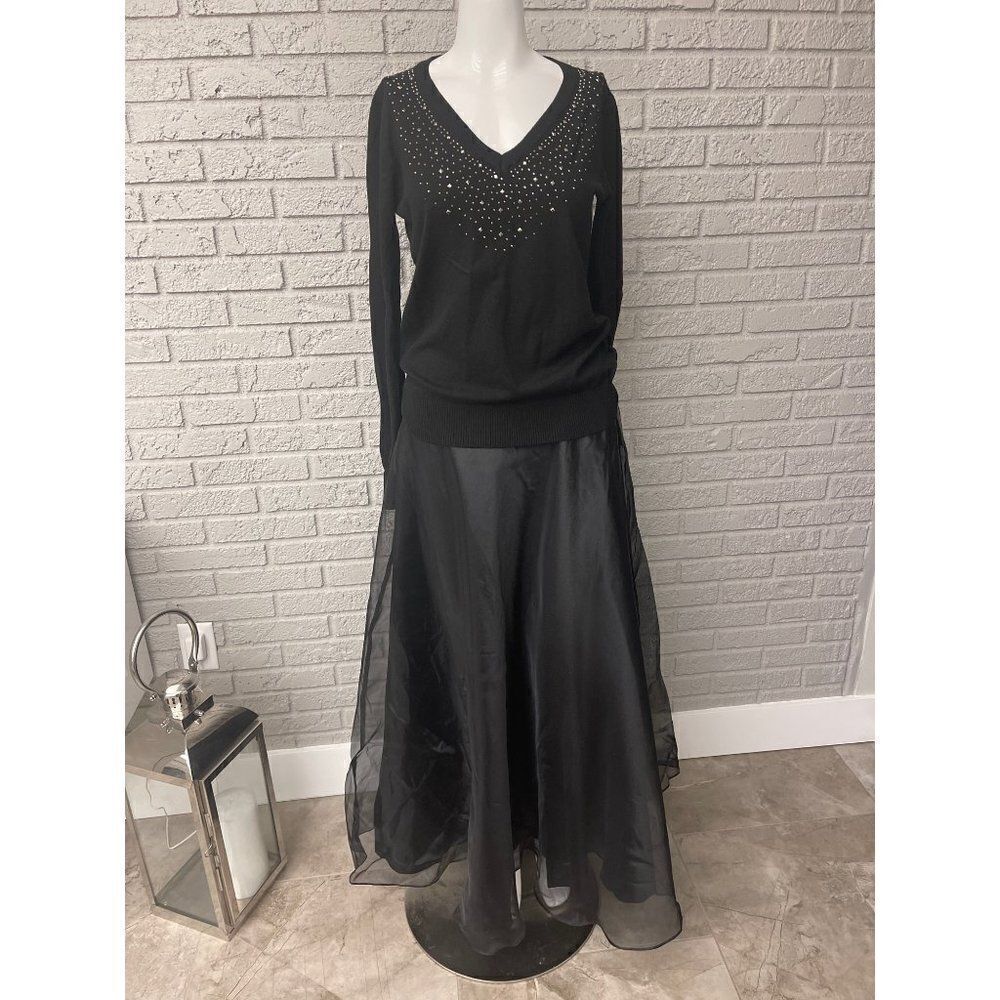 Vila Milano Black Embellish Wool Blend Sweater Size M